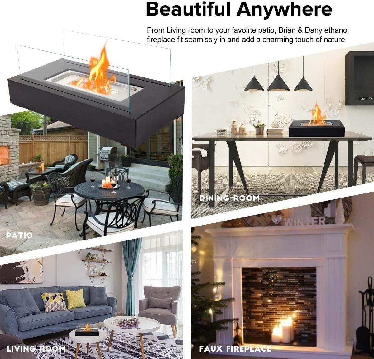 The Chimney Shop Ventless Tabletop Bio Ethanol Fireplace